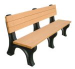 The Vestil Bench Deluxe Backed 2672 Bk Leg Cedar Seat combines style and durability with a cedar slatted seat and backrest, supported by robust black metal legs. Perfect for parks or gardens, its an ideal addition to any scenic setting.