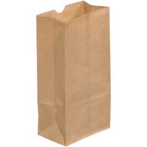 The 3 x 1 7/8 x 5 7/8 Kraft Grocery Bags, featuring a flat bottom and a plain brown design, are available as part of the versatile collection (500/Case).