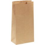A 7 3/4 x 4 3/4 x 16 Kraft Hardware Bag from a bundle of 400 is displayed upright against a white background, showcasing its simplicity and practicality.