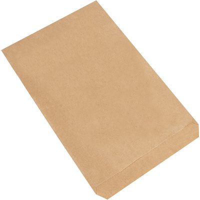 BGM102K.jpg A 7 1/2 x 10 1/2 Kraft Flat Merchandise Bag from a pack of 2000 cases rests effortlessly on the white surface, exuding simple elegance and practicality.