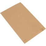 A plain, brown paper bag on a white background recalls the versatile and durable 12 x 3 x 18 Kraft Gusseted Merchandise Bags (500/Case).