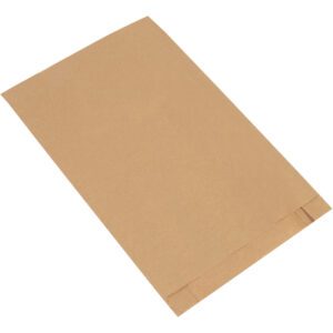 A plain, brown paper bag on a white background recalls the versatile and durable 12 x 3 x 18 Kraft Gusseted Merchandise Bags (500/Case).
