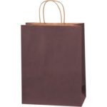The MH-USA 10 x 5 x 13 brown-tinted shopping bag features two twisted handles and stands upright on a white background.