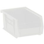 The MH-USA 7 3/8 x 4 1/8 x 3 Clear Plastic Stack & Hang Bin Boxes provide easy item access with their open front. These translucent bins are perfect for organizing and come in a case of 24.