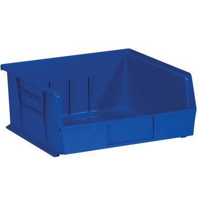 BINP1111B.jpg The MH-USA 10 7/8 x 11 x 5 blue plastic stack & hang bin boxes, featuring an open front and reinforced sides for easy access and organization of small items, come in a convenient set of six bins per case.