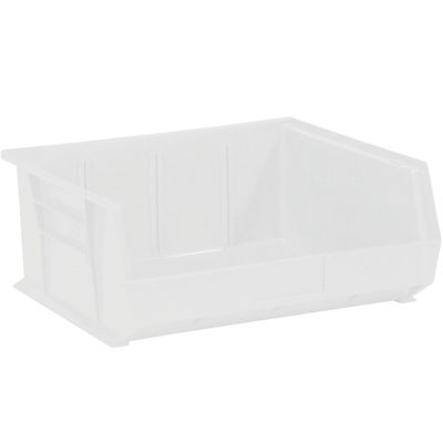 BINP1516CL.jpg Introducing the MH-USA 14 3/4 x 16 1/2 x 7 Clear Plastic Stack & Hang Bin Boxes, featuring an open front for easy access and smooth sides with subtle ridges for structure, available in a case of six bins.