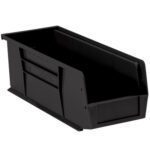 The MH-USA 14 3/4 x 5 1/2 x 5 Black Plastic Stack & Hang Bin Boxes provide an easy way to organize or store items. Each open-top, slanted-sided rectangular bin offers versatile storage and is sold in a case of 12.