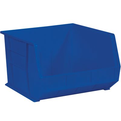 BINP1816B.jpg The MH-USA 18 x 16.5 x 11 Blue Plastic Stack & Hang Bin Boxes feature an open front for easy access, solid construction, and side grooves for effortless stacking or securing. Each case includes three bins, offering a practical storage solution.