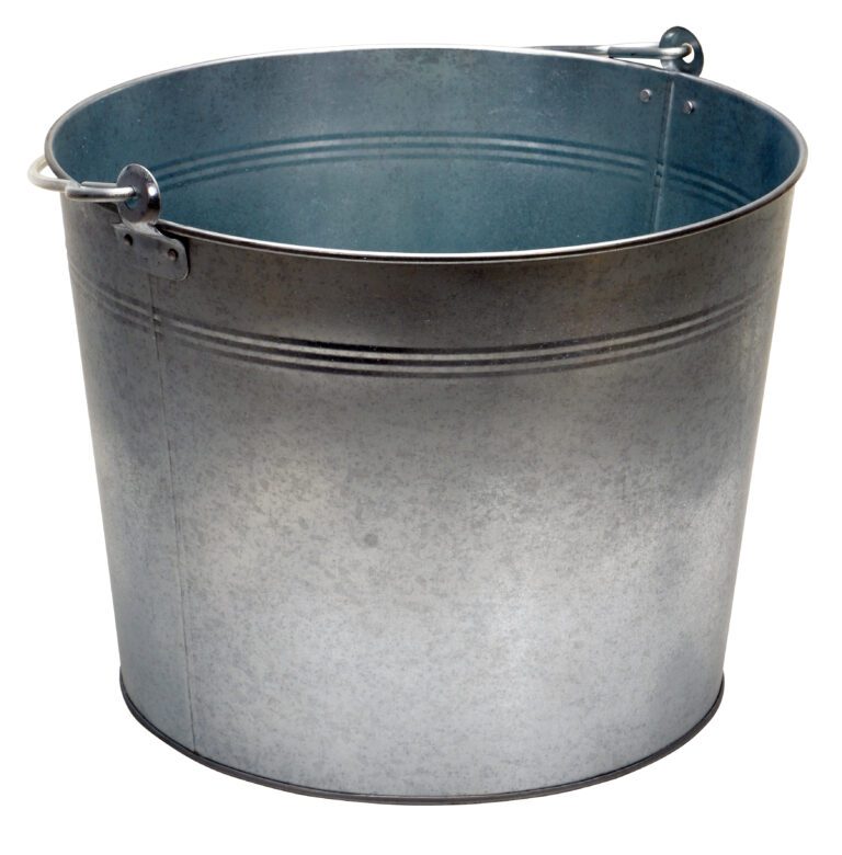 BKT-GAL-500_A.jpg The Vestil Galvanized Steel Bucket 5 Gallons, featuring a galvanized finish and subtle top ridges, includes dual sturdy handles. Displayed on white, it emphasizes a sleek design.