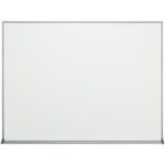 The MH-USA 4 x 3 Standard Melamine Dry Erase Board features a smooth, even texture on its blank white surface, bordered by a thin metallic frame. It stands upright, ready for ideas without additional features visible.