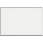 A front view of the MH-USA 4 x 3 Magnetic Porcelain Dry Erase Board with a silver frame, showcasing its clean, reflective surface ideal for writing, free from text or markings.