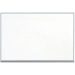 The MH-USA 8 x 4 Magnetic Porcelain Dry Erase Board, featuring a sleek silver frame, showcases an untouched white surface against a plain backdrop, ready for limitless possibilities.