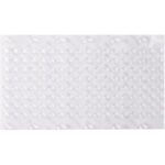 A rectangular white tactile paving tile with raised domes offers guidance, much like the 3M™ Bumpon™ Clear Dome Protective Tape - 5/16 x 1/12 (3,000/Case), ensuring safety and clarity.