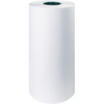 A large roll of MH-USA 18 - Butcher Paper Rolls (1000/Roll) is displayed upright against a white background, featuring a cylindrical shape and hollow center suitable for multiple uses.