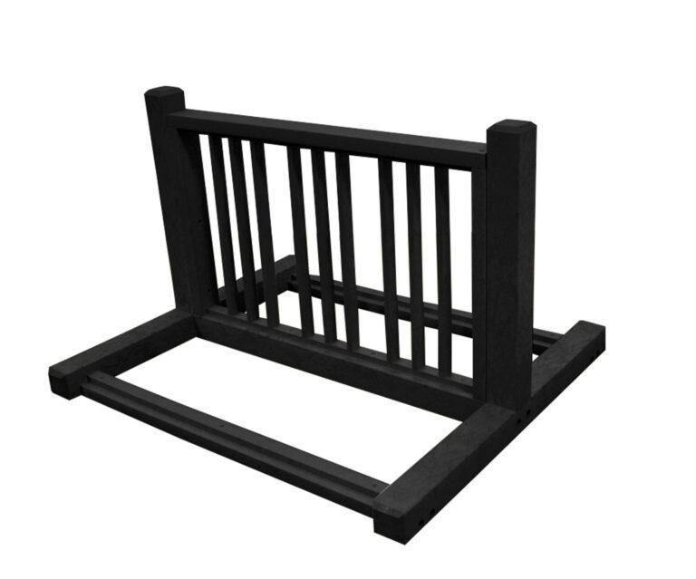 BR-P6-BK-BK_A.jpg The cribs black wooden sides, inspired by the sleek design of the Vestil Bike Rack Black/Black 6 Positions, form a horizontal rectangular frame with vertical slats, combining minimalism with functionality.