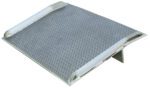 The Vestil Aluminum Truck Dockboard 8000 Lbs 54X66 offers stability with a diamond plate surface and raised edges and has a sturdy stand that ensures secure positioning with a slight incline.