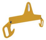 The Vestil Lp Tank Lift in powder coat yellow offers durable style with its robust inverted triangle design. Two large curved hooks on each end make it ideal for heavy-duty construction applications.