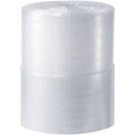 The MH-USA 1/2 x 24 x 125 bubble wrap roll, featuring air-filled bubbles and a textured surface, is perfect for cushioning and protecting items during shipping or storage.
