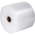 The MH-USA Parcel Ready Air Bubble Roll features a brown cardboard core on a white background. Its clear, textured surface has evenly spaced 5/16 air-filled bubbles, perfect for cushioning in packaging and shipping.