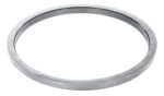 The Vestil Manual Carousel Stainless Steel 2K 40 In features a sleek, silver metallic ring with a smooth surface against a white backdrop. It boasts a flat design with a wide outer band, narrower inner band, and an elegant hollow center.