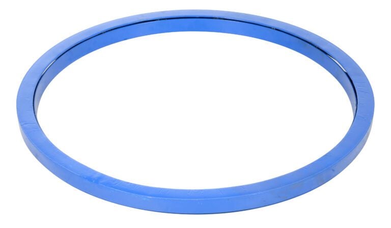 CA-40-2_A.jpg A blue circular ring, similar to the precision of the Vestil Manual Carousel 2000 Lb Capacity 40 In, appears on a white backdrop. The smooth and shiny finish evokes its industrial design excellence.