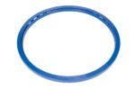 A shiny blue metal ring with a smooth surface and thin profile, echoing the sleek precision of a Vestil Manual Carousel 6000 Lb Capacity 40 In, viewed against a white background.