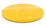 The Vestil Carousel 60 Round, featuring a large yellow circular platform with textured surface and central hole, supports up to 4000 pounds. Ideal for industrial applications, it is showcased on a clean white background.