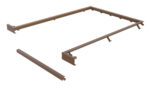 An image shows a simple, rectangular brown metal frame similar to the Vestil Dockleveler Option-Curb Angle Set 6X10, with a separate bar and several side hooks or connectors against a plain white background.