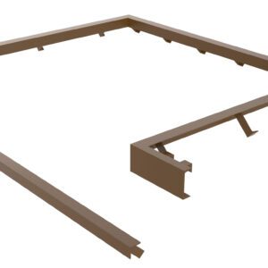A brown, rectangular frame with one detached side, the Vestil Dockleveler Option-Curb Angle Set 6X6 features small protruding hooks along its edges, with the loose section parallel to the open end.