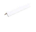 A white L-shaped corner guard with a smooth finish, like the 24-inch Vestil Cargo Edge Protectors, rests on a plain white background. Its crafted to cover edges and corners, enhancing safety and preventing damage.