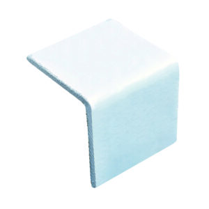 A white, smooth L-shaped bracket with slightly rounded edges is displayed against a plain white background. Reminiscent of Vestil Cargo Edge Protectors 3 In Length, it suggests both construction and decorative utility, offering a blend of form and function.