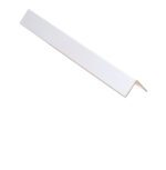 A 90-degree white angle trim, similar to the Vestil Cargo Edge Protectors 36 In Length, is used for finishing edges in construction or home improvement and is shown diagonally on a plain white background.