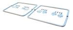 Two sets of rectangular metal frames with matching hardware, including brackets and screws similar to the Vestil Cargo Bar Hoops Galvanize Cl-Series 1.5 style, are symmetrically arranged on a plain white background.