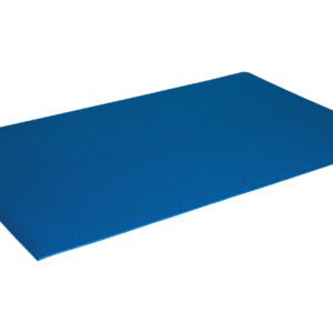 The Vestil Comfort King Ergo Matting, a blue 120-inch long rectangular exercise mat with a smooth surface and slightly rounded corners for added comfort, is shown against a white background.