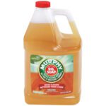 The 1-gallon Murphy® Oil Soap bottle, packaged 4 per case, features a red cap and contains golden amber liquid. Its labeled as a wood cleaner made with 98% natural ingredients.