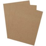Three sheets of brown kraft paper fan out and overlap against a white background, resembling MH-USA 8 1/2 x 11 Heavy-Duty Chipboard Pads (750 Pads/Case), ideal for wrapping or crafting.