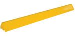 The Vestil Truck Stop Recycled Plastic Yellow 96 In is a parking curb made from recycled plastic, designed to prevent vehicles from rolling past their spot. Its 96-inch elongated, tapered rectangular shape features small holes on top for secure mounting.