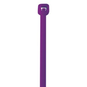 The MH-USA 14 50 Lbs Purple Cable Ties (1000/Case) feature a rectangular loop at the top for secure fastening, perfect for your needs against a plain white background.