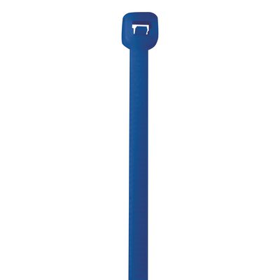 CT185D.jpg The MH-USA 18 50 Lbs blue cable ties (500/Case) feature a durable serrated tail and rectangular head, ideal for secure fastening. The plain white background highlights their texture and efficient locking mechanism.
