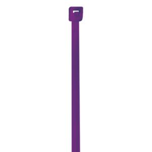 An MH-USA 4 18 Lbs purple cable tie with a square locking head is displayed against a plain white background.