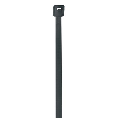CT422F.jpg A solitary black cable tie with a rectangular locking head stands vertically against a plain white background, resembling the design of MH-USA 4 18 Lbs Gray Cable Ties.