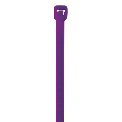 CT433E.jpg The MH-USA 5 1/2 40 lbs purple cable tie with a rectangular locking head is vertically centered against a white background.