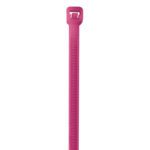 The MH-USA 8 40 Lbs Fluorescent Pink Cable Tie, sold in cases of 1000, features a rectangular locking head and textured strap on a white background.