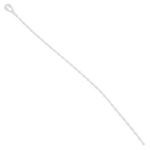 The MH-USA 8 Beaded Security Tie comes in a natural finish against a plain white background, showcasing its white plastic construction with a ridged texture and looped head. They are available in cases of 2000 and provide reliable fastening for various applications.