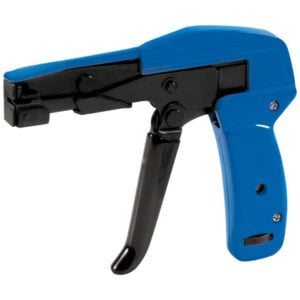 The MH-USA CTG704 Cable Tie Gun is a blue staple gun with black accents, featuring a trigger handle for heavy-duty stapling. Ideal for cable management and strong fastening tasks, its design combines functionality with reliability.