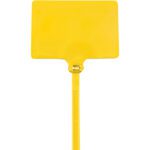 The MH-USA bright yellow plastic fly swatter features a sleek design similar to the MH-USA 6 120 Lbs Yellow Identification Cable Ties. It has a rectangular head, long handle, and small hanging loop for effective use with every swing.