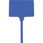 A blue plastic fly swatter with a rectangular head and long handle, similar to the durable MH-USA 9 120 Lbs Blue Identification Cable Ties.