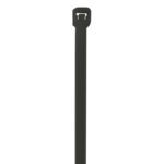 The MH-USA 13 40 Lbs Black UV Cable Ties (500/Case) feature a durable loop and peg fastening mechanism and are shown vertically against a plain white background, ideal for all your organizing needs.