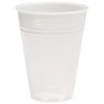 The MH-USA Translucent Cold Cups - 7 oz. (2500/Case) boast a sleek design with clear disposable plastic against a white background.