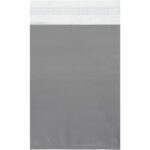 The MH-USA 9 x 12 Clear View Poly Mailers feature a sleek plain grey design with a white adhesive strip for secure sealing. Sold in cases of 500, these mailers have a smooth surface ideal for mailing needs.